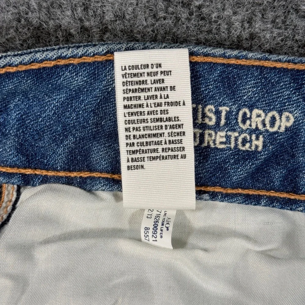 American Eagle Artist Crop Stretch Jeans 10 Medium Wash Mid Rise Cropped Womens